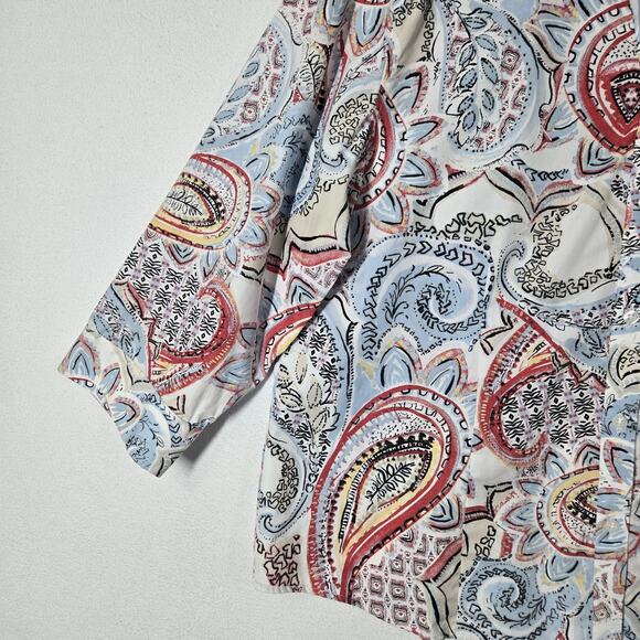 Chico's Lorena Top sz 3 (XL) White Multi Cotton Button Down Wrinkle Resistant - Picture 4 of 12